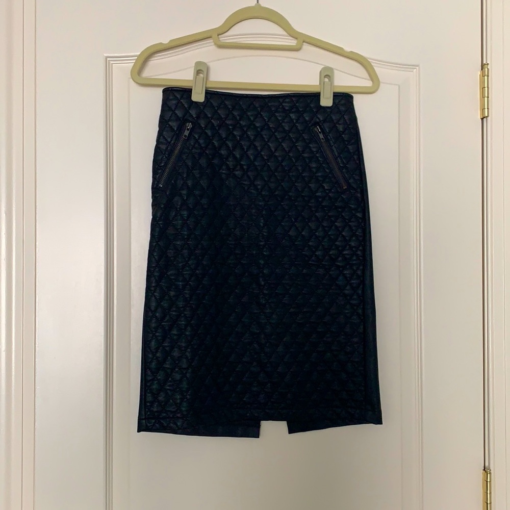 Black, faux leather quilter pencil skirt